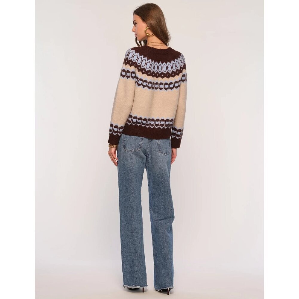 Heartloom Edith Jacquard Sweater Bisque Cream Navy Womens Size XS - Picture 3 of 9